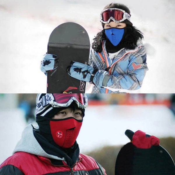 Red Sports Fleece Face Mask - Image 2