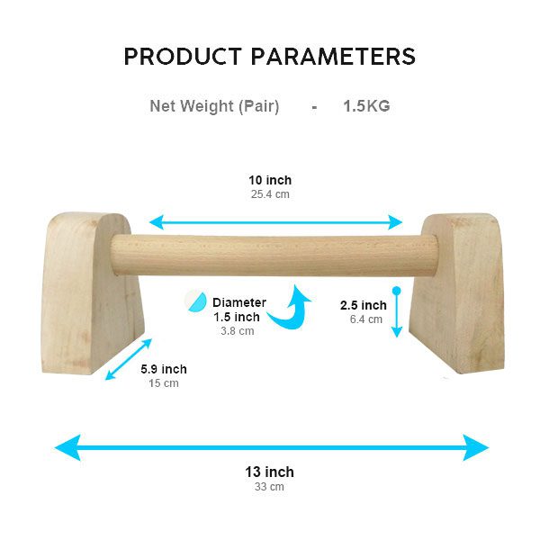 Wooden Mini Parallettes Bars Size Chart